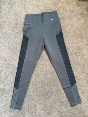 Nike Gray Active Leggings with Black Side Panels